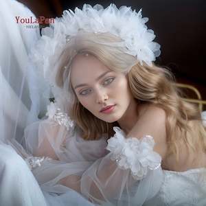 YouLaPan VA21 elegante pelo flor velo blanco 3D flor corto velo de novia Floral velo <span class=keywords><strong>Boda</strong></span> Cosas Para <span class=keywords><strong>Boda</strong></span> - Product Image 6