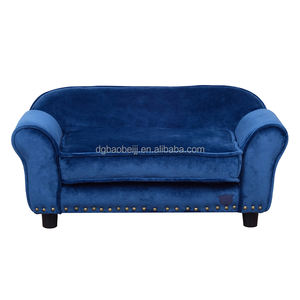 Dunkelblauer Stoff Haustier Sofa Fabrik Großhandel Katze Zwinger Licht Hundes ofa Warmer Schlaf Hunde bett Holz Haustier Bett - Product Image 2