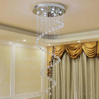 Lampe suspendue pour hôtel, restaurant, escalier, villa, moderne, luxueuse, blanc chaud, en forme de goutte de pluie, longue spirale, chaîne de cristal K9