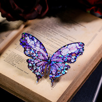 5 pièces/paquet PET autocollants pierres précieuses papillon série coquille lumière papillon manuel matériel