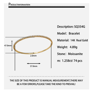 Bracciale <span class=keywords><strong>Tennis</strong></span> in Oro 14K AU585 con Moissanite VS, Gioiello Hip-Hop per Ragazze - Product Image 6