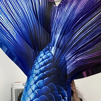 Queue de sirène gonflable publicitaire, dégradé bleu-violet, imprimé écailles de poisson, accessoire pour événements scéniques