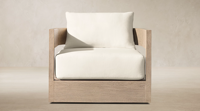 Fauteuil d'extérieur en teck, chaise longue de patio avec structure en bois massif et coussins amovibles, fauteuil simple moderne pour jardin et terrasse