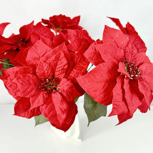 في الهواء الطلق أحمر أبيض الاصطناعي عيد الميلاد زهرة البونسيتيا لعيد الميلاد المركزية الجدول ديكورات المنزل - Product Image 5