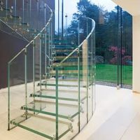 Structure solide, verre trempé de haute qualité pour escaliers en colimaçon intérieurs, décoration moderne personnalisée pour la maison