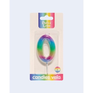 Vela de Cumpleaños con Número 0 Arcoíris Party Love de 6 cm - Product Image 2