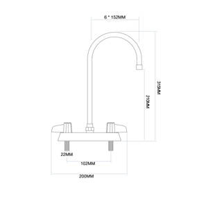 Robinet de cuisine moderne et élégant en laiton chromé, double poignée, débit élevé, bec rotatif, cartouche céramique - Product Image 2