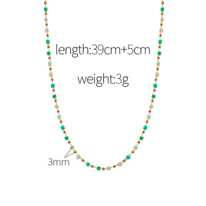 Women's Zinc Alloy Beaded Necklace And <b>Bracelet</b> <b>Set</b> Green And White Colorful Jewelry Gift For Summer Fashion - Product Image 4