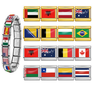Venta al por mayor de fábrica: Abalorio de bandera nacional italiana colorido, compatible con pulseras de acero inoxidable de 9 mm para mujer y hombre, para hacer joyería DIY. - Product Image 1