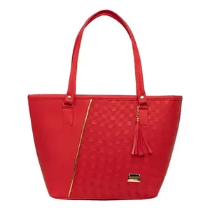 Bolso Tote Rojo de PU para Mujer, Modelo M3848, con Cierre de Cremallera y Diseño de Borlas, Estilo Moderno para Todas las Temporadas - Product Image 4