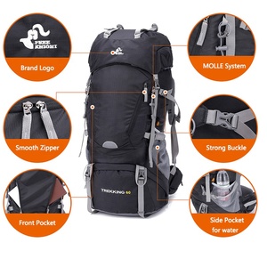 Zaini da montagna zaino con copertura antipioggia zaino da arrampicata impermeabile da viaggio 60L da <span class=keywords><strong>Trekking</strong></span> all'aperto - Product Image 4