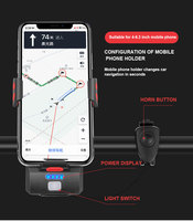 Support de téléphone portable 4 en 1 Power Bank Cycle Front Light Waterproof Rechargeable Bicycle Light with Horn