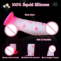 Dildo Monster Fantasy, gros et épais, 8 pouces, en silicone liquide transparent rose en forme de cœur, avec ventouse puissante, jouets sexuels pour le point G et l'anal.