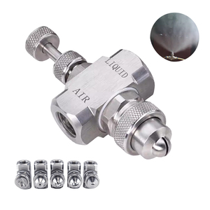 Boquilla de pulverización de dos fluidos <span class=keywords><strong>YY</strong></span> de 1/4 de pulgada de acero inoxidable plateada para humidificación y eliminación de polvo, boquilla de sifón ajustable de pulverización fina - Product Image 1