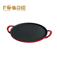 Plat à pizza rond en fonte léger avec deux poignées, pratique pour la cuisson et la grillade de pizzas à la maison