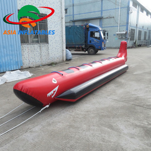 Hiu merah Perahu Komersial Banana Sled/Banana Boat Rakit Tiup & Wahana/Tiup Banana Boat