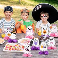 Dekorasi Meja Halloween Sarang Lebah, Hiasan Meja Hantu Lucu, Labu Pink Seram, Hiasan Meja Vintage untuk Pesta Rumah di Hari Libur