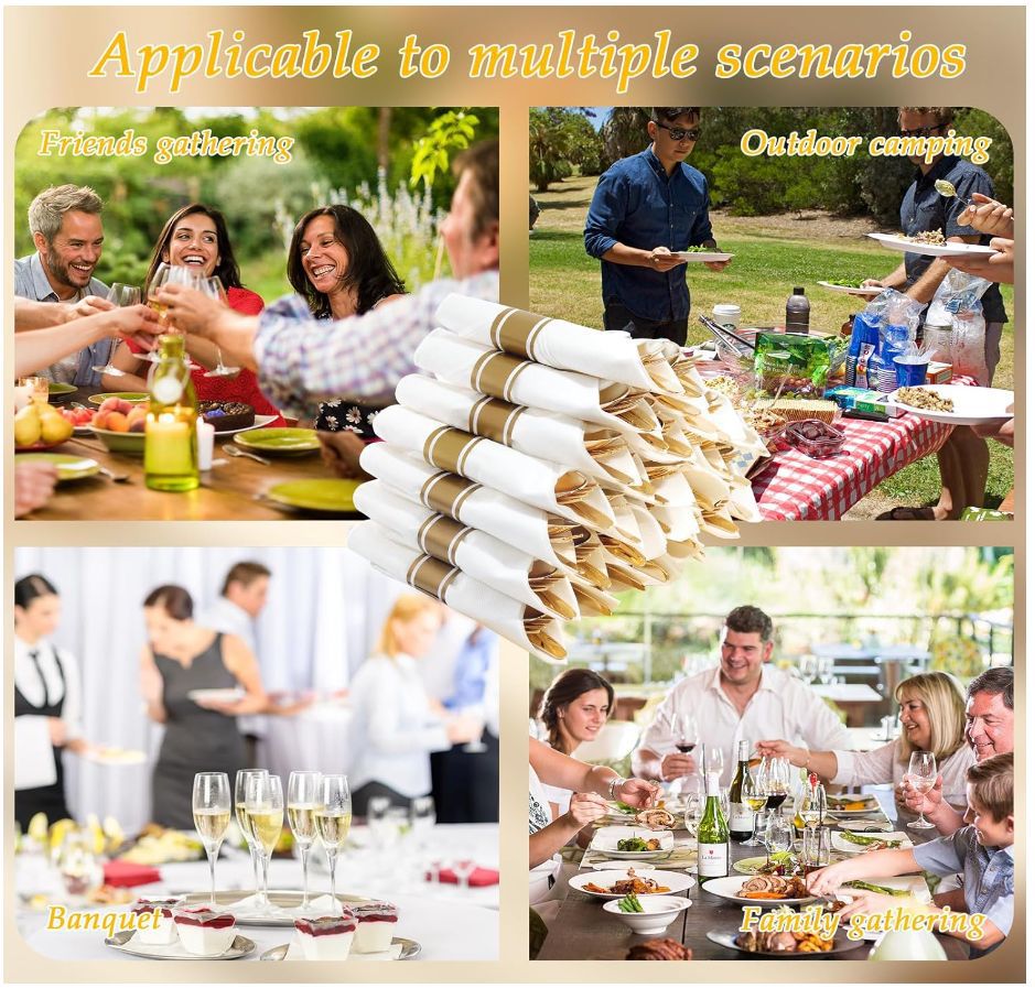 Guanghe Custom Rolled Golden Wrapped Silverware Cutlery Set - High-Quality Disposable Utensils