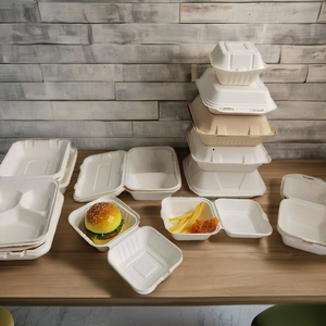 Usa e getta Eco-Friendly Biodegradabile Bagassa <span class=keywords><strong>cibo</strong></span> scatola di Imballaggio usa e getta <span class=keywords><strong>da</strong></span> <span class=keywords><strong>asporto</strong></span> pacco alimentare container - Product Image 5