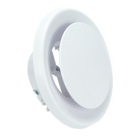 Diffuseur de plafond rond blanc en ABS avec disque central réglable et fixation par clip à ressort pour alimentation en air frais par conduit circulaire