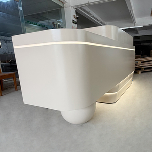 Modern Office <b>Reception</b> <b>Counter</b> Front Desk <b>Counter</b> Curve Shape Beauty Salon LED Light <b>Reception</b> Desk - Product Image 5