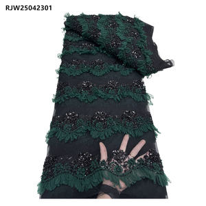 Tessuto in Pizzo Francese di Lusso con Fiori 3D Africani, Paillettes e Perline, Ricamo per Abiti <span class=keywords><strong>da</strong></span> <span class=keywords><strong>Sposa</strong></span> - Product Image 3