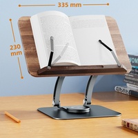 Support de livre rotatif à 360 degrés en bois, prix d'usine, support d'ordinateur portable réglable en aluminium pour lecture sur bureau et livres de cuisine