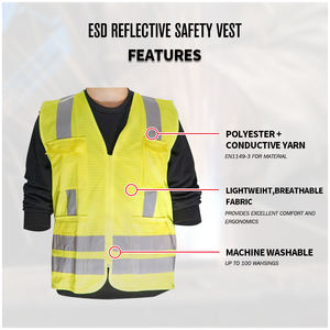 Chaleco DE SEGURIDAD reflectante de seguridad de alta visibilidad ESD Ropa de seguridad de trabajo antiestática - Product Image 3