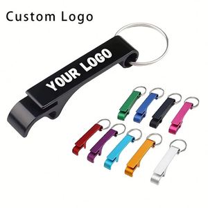 Luxury Aluminum Metal <b>Keychain</b> with Beer Bottle Opener, <b>Custom</b> Logo Waterproof Lightweight Fashion Design - Product Image 1