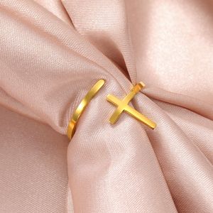 קמט הגנה דתי catholic טבעות נירוסטה מתכווננת פתוחה טבעת צלב עגנה עבור נשים גברים - Product Image 5