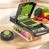 Multifunctionele handmatige groentehakker, -snijder en -slicer met opbergbak en veiligheidsbescherming, keukenhulp voor thuis koken