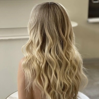 Peluca frontal de encaje de cabello humano europeo rubio ceniza con reflejos, cabello Remy con cutícula alineada, 13x4, gorro pequeño, onda suelta.