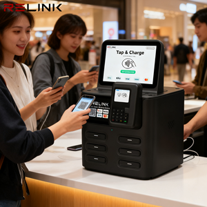 Nouvelle arrivée 2026, borne de <span class=keywords><strong>location</strong></span> NFC POS, 6 emplacements, écran LED, charge rapide 40W, station de charge pour téléphone portable, usage commercial - Product Image 4