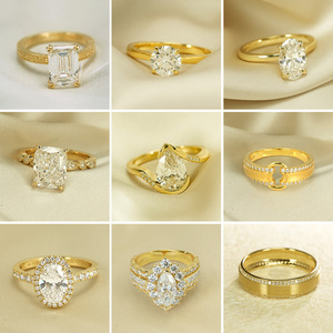 गोल्डलीफ गहने Gii 1cT-3ct cvd Hft लैब डायमंड 10k 14k 18k ठोस सोने की शादी की अंगूठी vvvv अंडाकार - Product Image 5