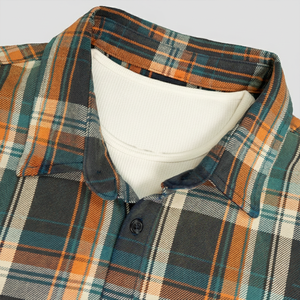 <span class=keywords><strong>Camicia</strong></span> da Lavoro Personalizzata a Quadri Rossi in Tessuto Waffle con <span class=keywords><strong>Polsini</strong></span> Spezzati e Maniche Lunghe Doppie Stile Flannel per Uomo - Product Image 3