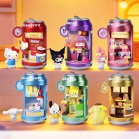 MINISO Sanrio Personajes Serie Tienda de Postres Callejera, Caja Sorpresa de Latas de Refresco, Figura de Escena en Miniatura, Adorno Coleccionable para Escritorio, Regalo