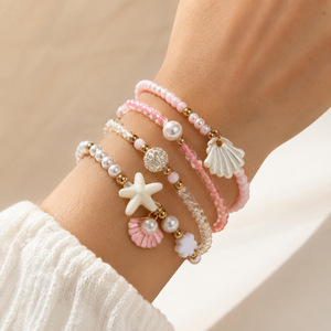 European and American cross-border beach style starfish and seashell <b>bracelet</b> summer fashion <b>set</b> marine multi-element jewelry - Product Image 2