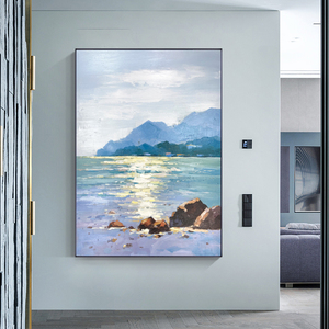 The Lake Painting <strong>Canvas</strong> Art Hand Painting Furniture Impression <strong>Sunset</strong> Landscape Abstract Seascape Hand Painted Painting - Product Image 4