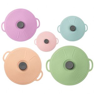 Lot de 5 couvercles réutilisables en silicone à ventouse pour micro-ondes, adaptés aux tasses, bols et casseroles - Product Image 1