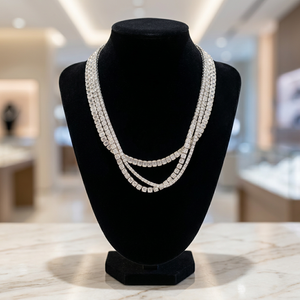 Vergoldete Moissanit-Smaragd-Tennis-Halskette mit Brillantschliff und Krallenfassung für Damen und Herren - Product Image 1