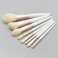 Nouvel ensemble de pinceaux de maquillage professionnel en fibre synthétique à manche en bois blanc, 8 pièces, pour le maquillage du visage et des yeux