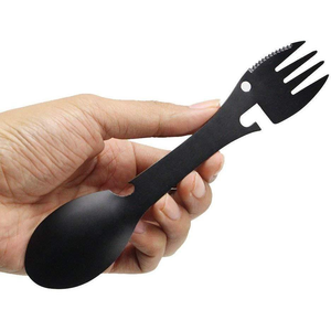 DFU80 Cuchara y Tenedor Multifuncional para Acampar al Aire Libre, Cuchillo, Abridor de Cocina, Vajilla (Negro) - Product Image 3