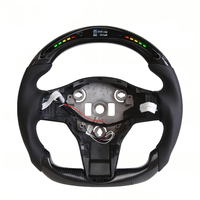 Volant de direction personnalisé en fibre de carbone véritable avec LED pour Tesla Model Y 3 Plaid 2017-2022 3 Runner Sport Car
