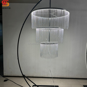 SMOOTH Large White Tassel Hanging Chandelier With Warm Lights Easy to Hang Banquet Hall <b>Ceiling</b> Decor - Product Image 2