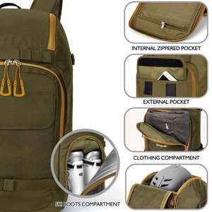 Échantillon gratuit Sac à chaussures de ski personnalisé Sac à chaussures de ski à porter soi-même Sac à dos de luxe pour snowboard Sac à dos pour snowboard - Product Image 3