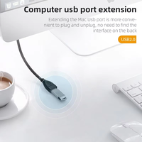 Câble d'extension USB 2.0 tressé à montage sur panneau 0,3 m, PVC, charge rapide 3A, options de longueur multiples personnalisées pour ordinateur et imprimante