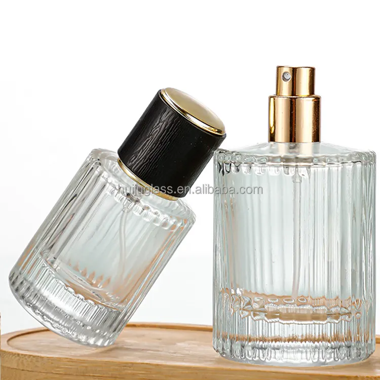 30ml 50ml 100ml bouteille de parfum en verre de pulvérisation de cylindre transparent avec pulvérisateur à pompe