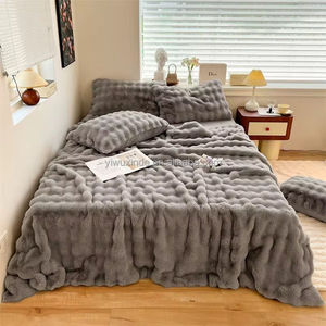 Prezzo all'ingrosso <span class=keywords><strong>di</strong></span> lusso coniglio pelliccia sintetica <span class=keywords><strong>coperta</strong></span> con federa casa <span class=keywords><strong>ponte</strong></span> per divano letto Set <span class=keywords><strong>di</strong></span> lenzuola - Product Image 4