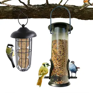 Plastic Tube Bird Feeder Outdoor Garden Transparent Seed Hanging Bird Feeder