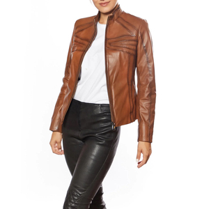 Ropa de Primavera y Otoño al por Mayor, Chaqueta de Cuero para Mujer, Estilo Motociclista, Delgada y Elegante - Product Image 3